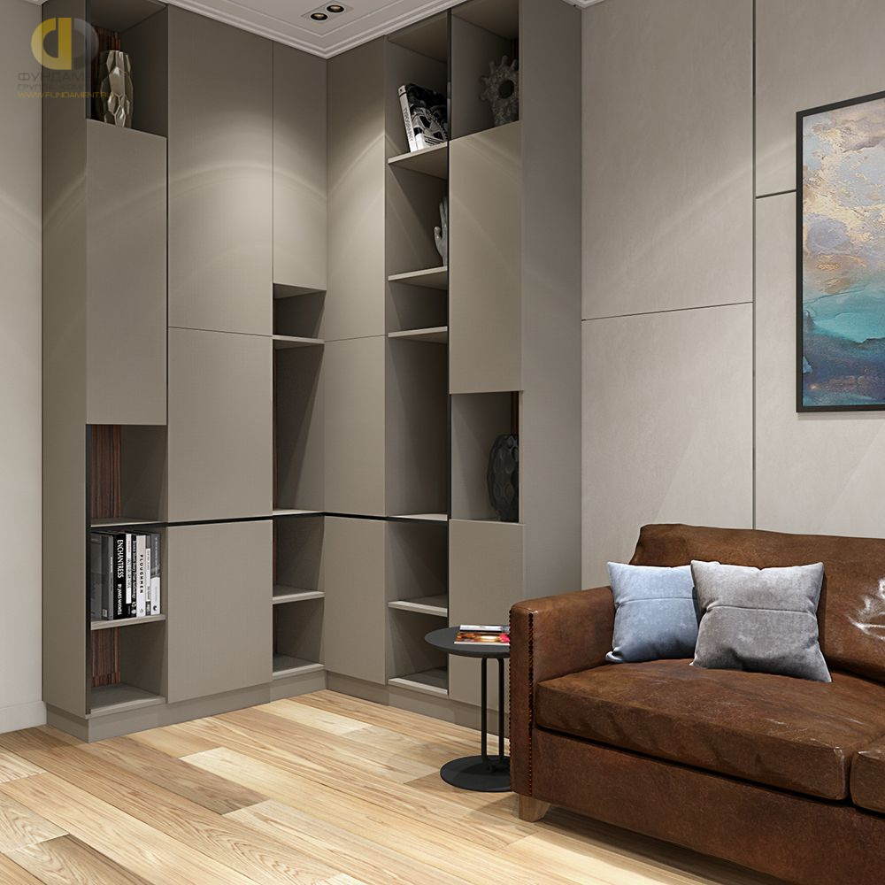 Дизайн интерьера кабинета в трёхкомнатной квартире 135 кв.м в современном стиле – фото 229
