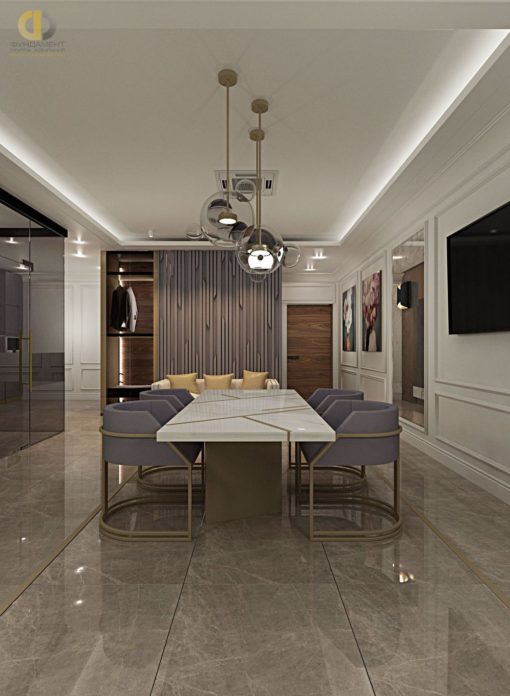 Дизайн интерьера кабинета в офисе в стиле современная классика – фото 266