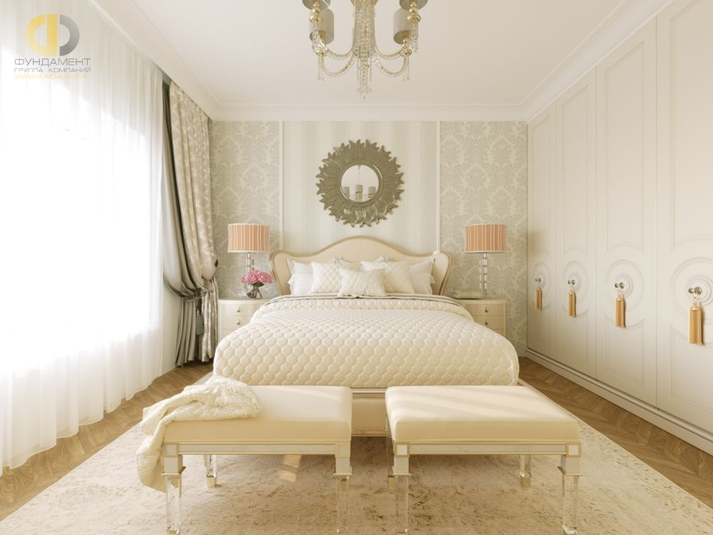 Дизайн интерьера спальни в доме 386 кв.м в классическом стиле14