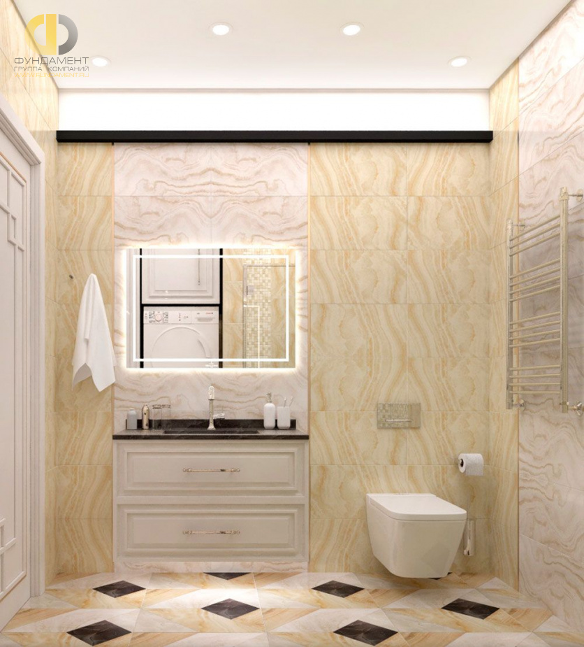 Дизайн интерьера ванной в двухкомнатной квартире 44 кв.м в стиле современная классика5