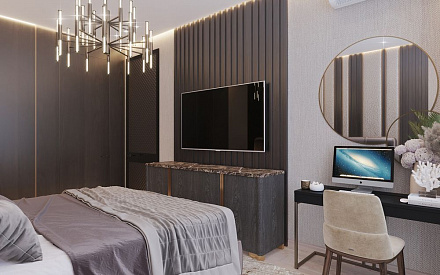 Дизайн интерьера спальни в двухкомнатной квартире 80 кв.м в стиле ар-деко 11