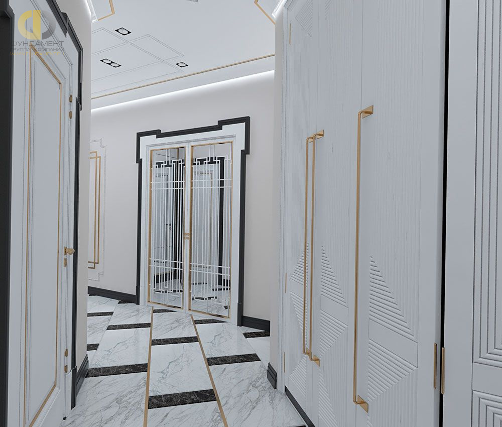 Дизайн интерьера коридора в трёхкомнатной квартире 132 кв.м в современном стиле 5