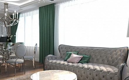 Дизайн интерьера гостиной в трёхкомнатной квартире 100 кв.м в стиле эклектика7
