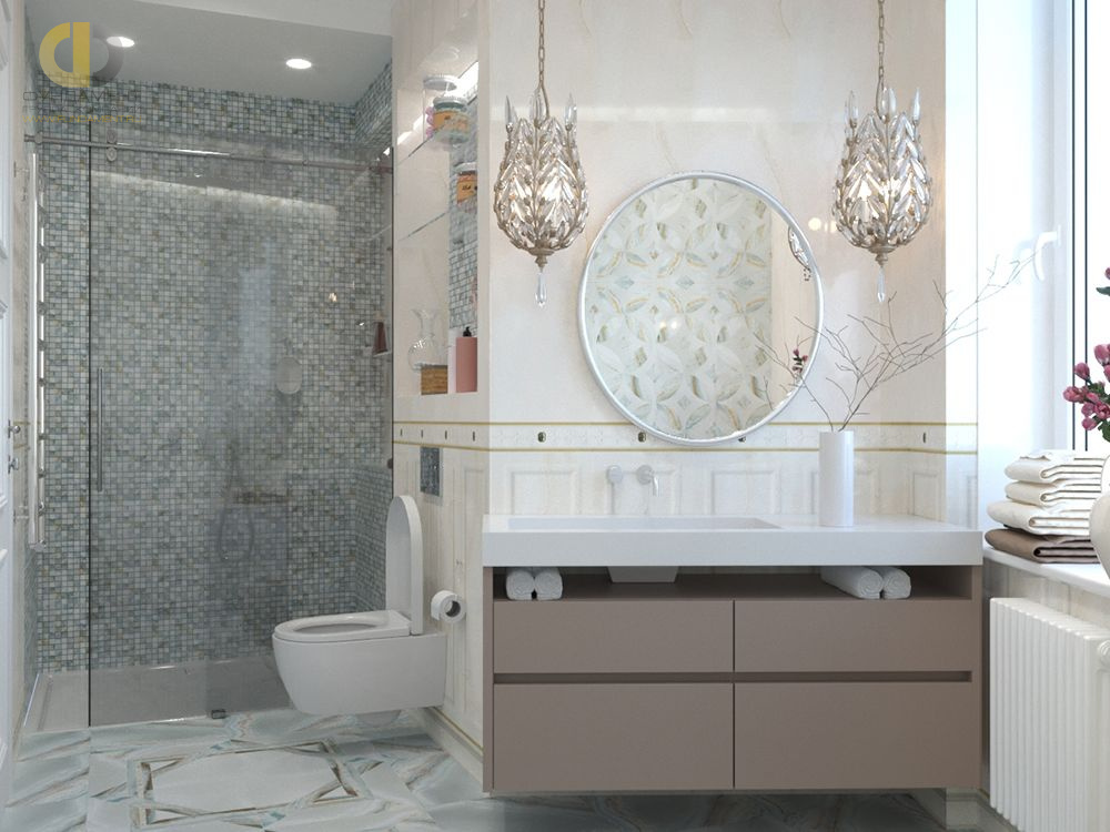Дизайн интерьера ванной в трёхкомнатной квартире 100 кв.м в стиле эклектика22