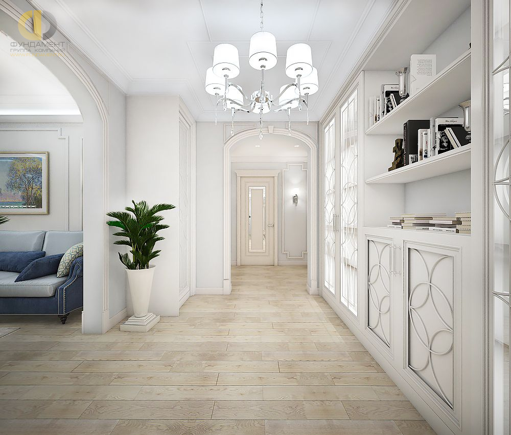 Дизайн интерьера коридора в четырёхкомнатной квартире 127 кв.м в стиле неоклассика5