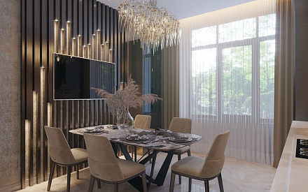 Дизайн интерьера кухни в двухкомнатной квартире 80 кв.м в стиле ар-деко 10