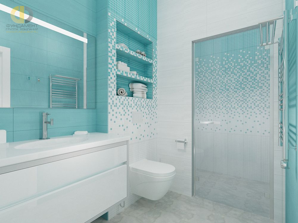 Дизайн интерьера ванной в доме 250 кв.м в современном стиле