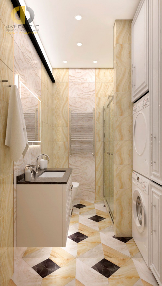 Дизайн интерьера ванной в двухкомнатной квартире 44 кв.м в стиле современная классика7