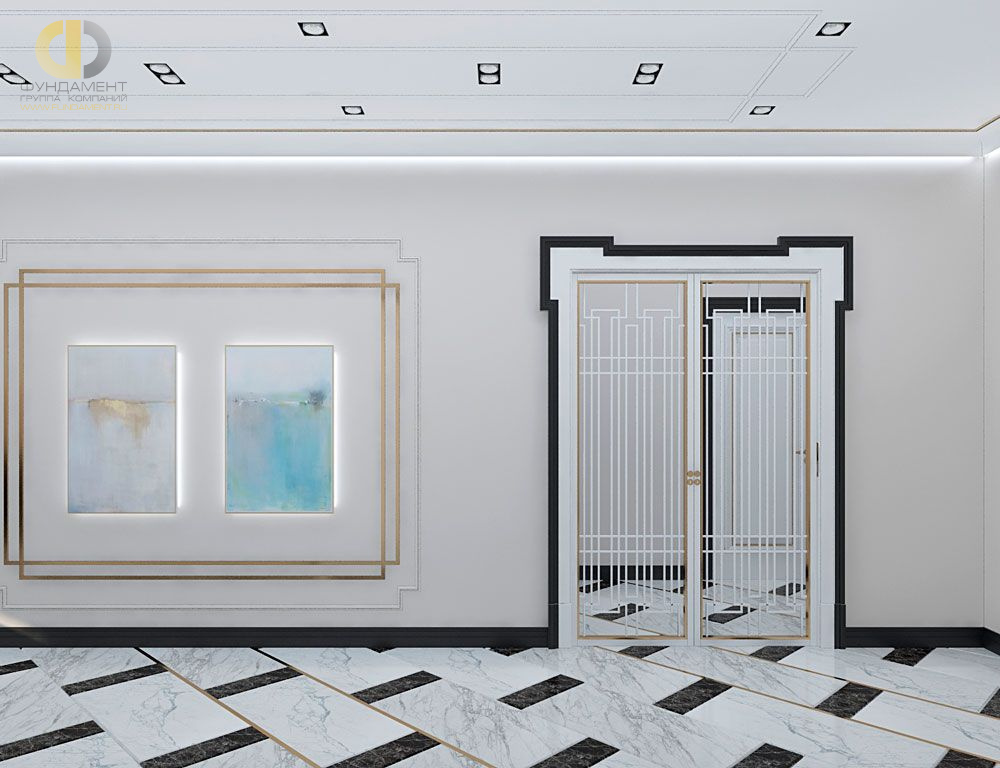 Дизайн интерьера коридора в трёхкомнатной квартире 132 кв.м в современном стиле 9