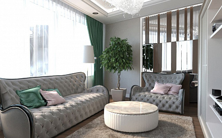 Дизайн интерьера гостиной в трёхкомнатной квартире 100 кв.м в стиле эклектика8