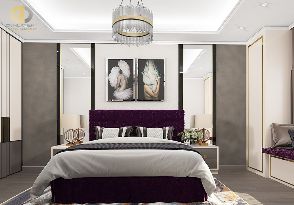 Дизайн интерьера спальни в трёхкомнатной квартире 86 кв.м в стиле ар-деко13