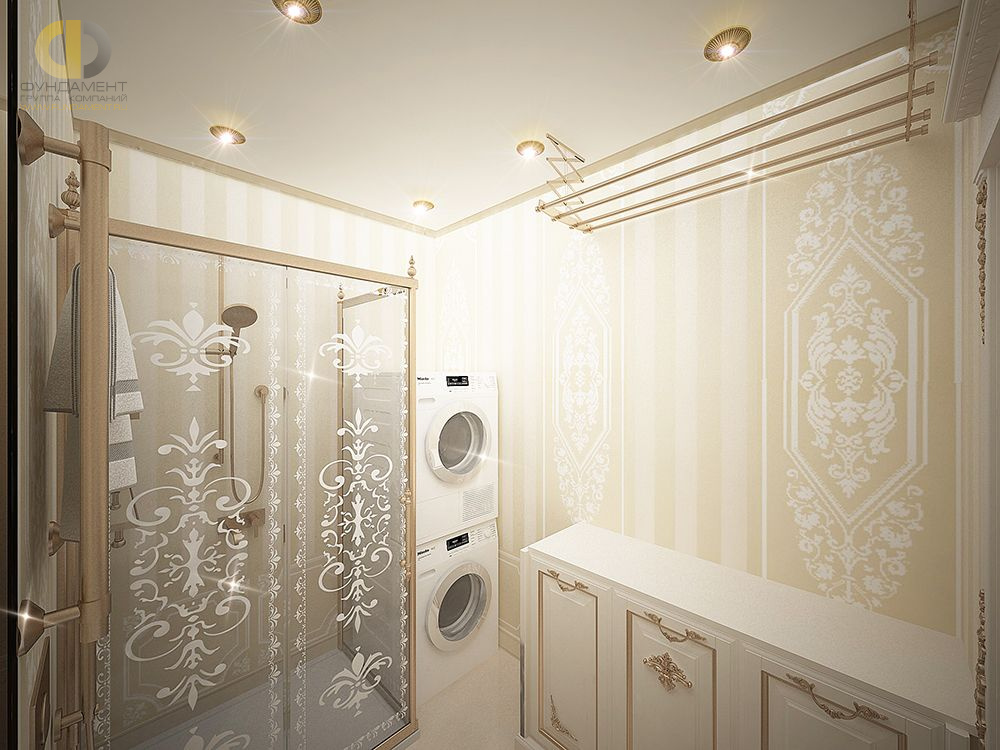 Дизайн интерьера ванной в четырёхкомнатной квартире 165 кв.м в классическом стиле10