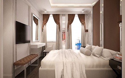 Дизайн интерьера спальни в двухкомнатной квартире 66 кв.м в стиле ар-деко11
