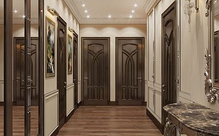 Дизайн интерьера коридора в четырёхкомнатной квартире 163 кв.м в классическом стиле2