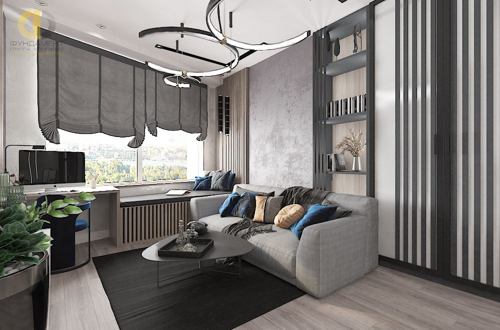 Дизайн интерьера гостиной в трёхкомнатной квартире 101 кв. м в современном стиле 24