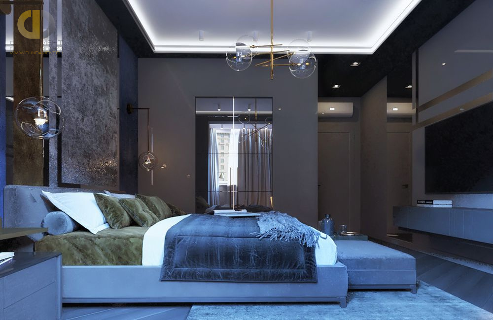Дизайн интерьера спальни в четырёхкомнатной квартире 131 кв. м в современном стиле 7