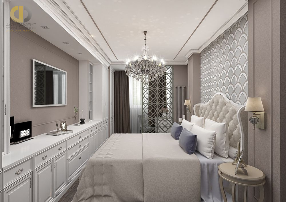 Дизайн интерьера спальни в четырёхкомнатной квартире 152 кв.м в стиле современная классика9