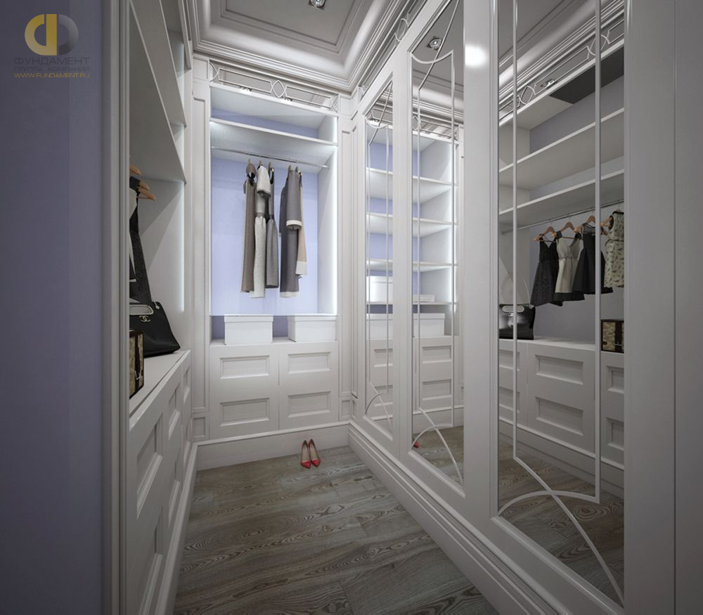Дизайн гардероба в 3-комнатной квартире в стиле американская классика