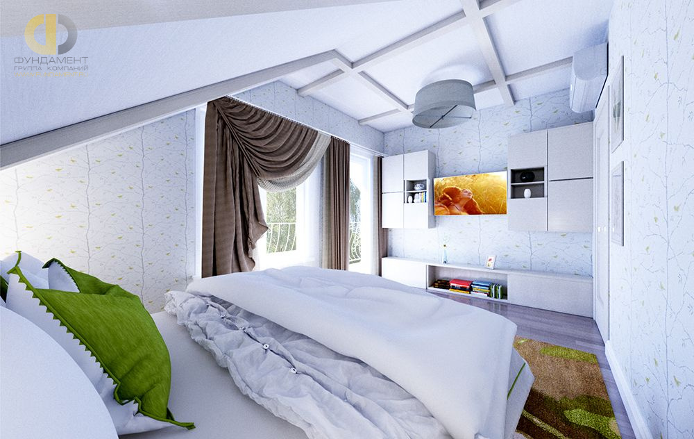 Дизайн спальни в зеленом цвете - фото
