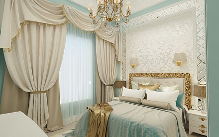 Дизайн интерьера спальни в 4-комнатной квартире 130 кв. м в классическом стиле