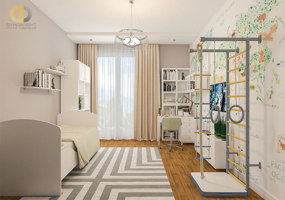 Дизайн интерьера детской в трёхкомнатной квартире 103 кв.м в стиле эклектика15