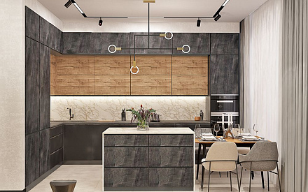 Дизайн интерьера кухни в трёхкомнатной квартире 99 кв. м в стиле эклектика 7