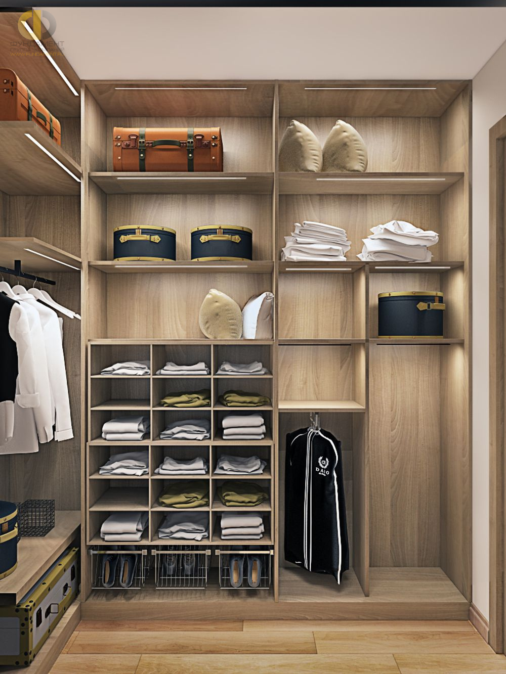 Дизайн интерьера гардероба в семикомнатной квартире 153 кв.м в современном стиле – фото 200