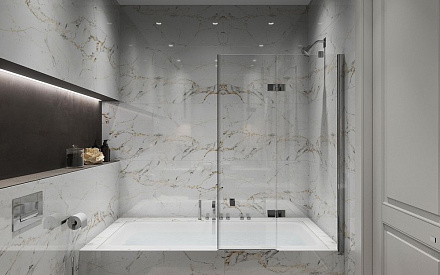Дизайн интерьера ванной в трёхкомнатной квартире 78 кв.м в стиле ар-деко7