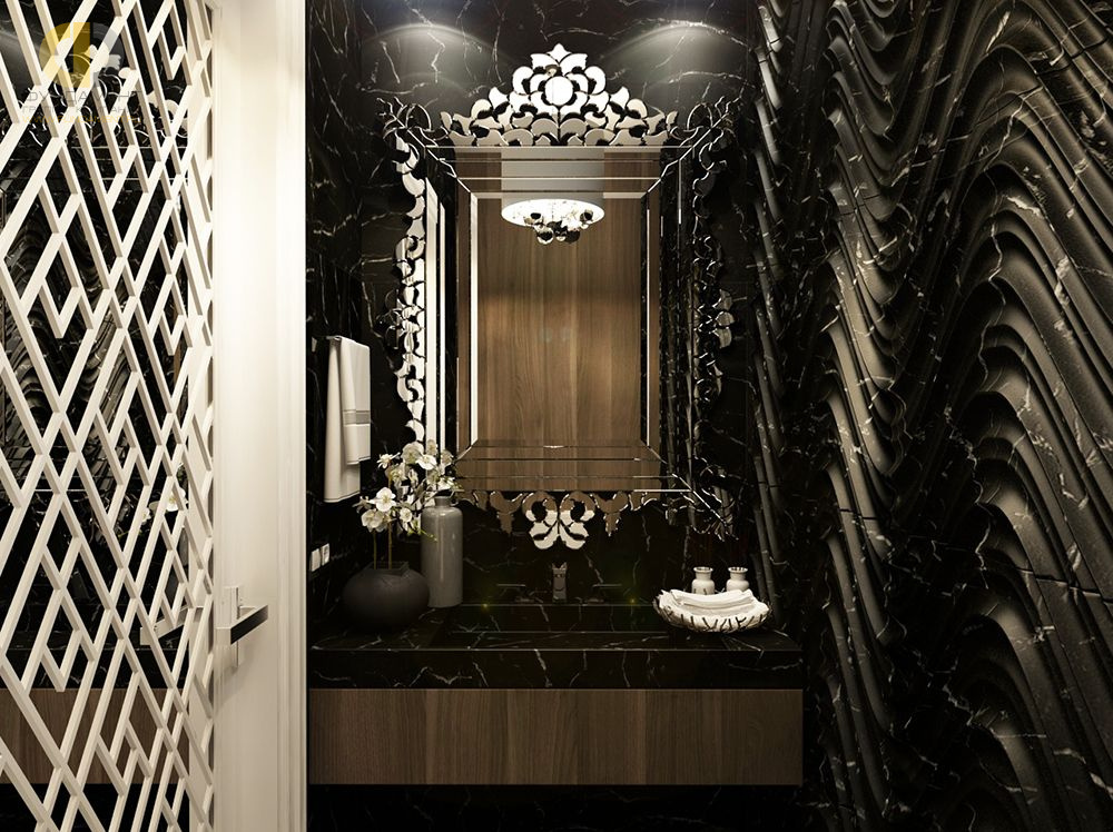 Дизайн интерьера ванной в 4-комнатной квартире 115 кв.м в стиле ар-деко