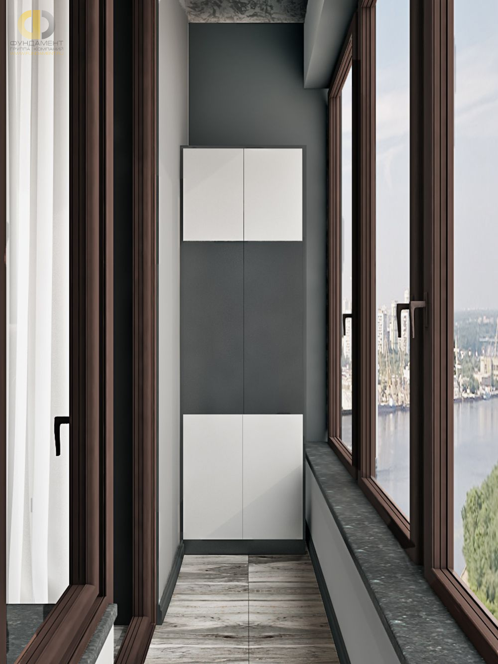 Дизайн интерьера балкона в двухкомнатной квартире 52 кв.м в современном стиле – фото 164
