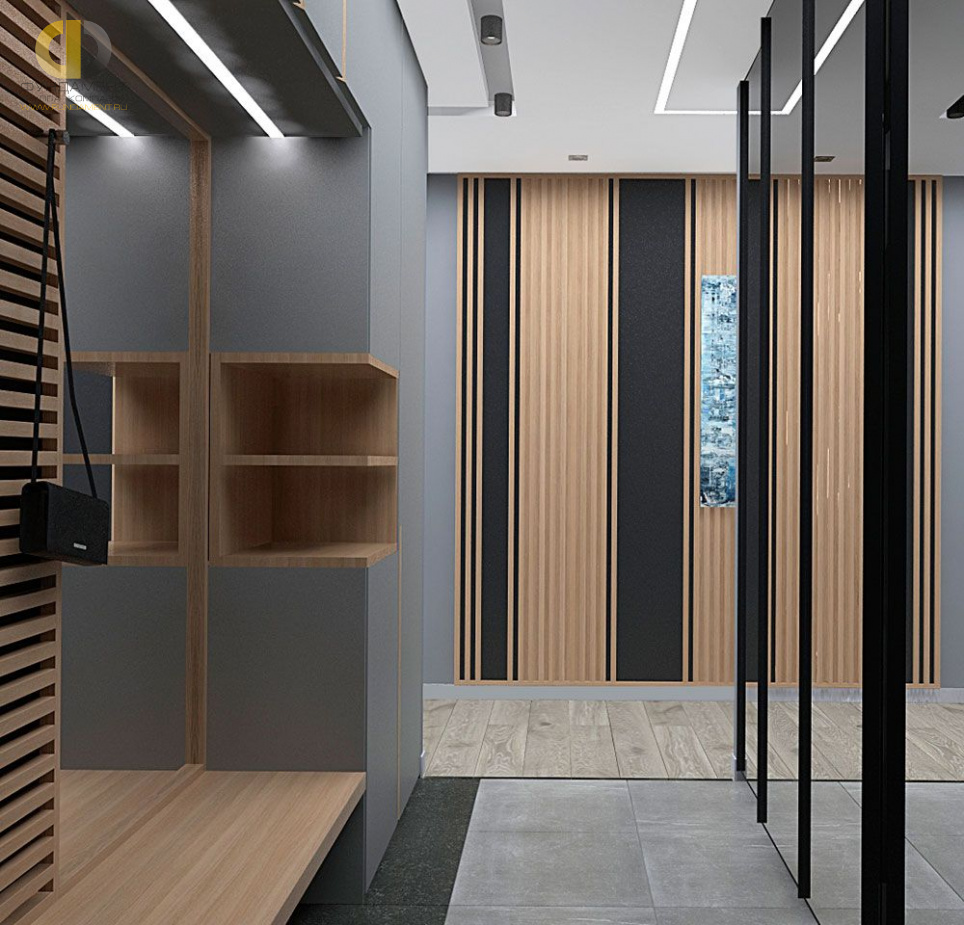 Дизайн интерьера коридора в трёхкомнатной квартире 123 кв.м в современном стиле15