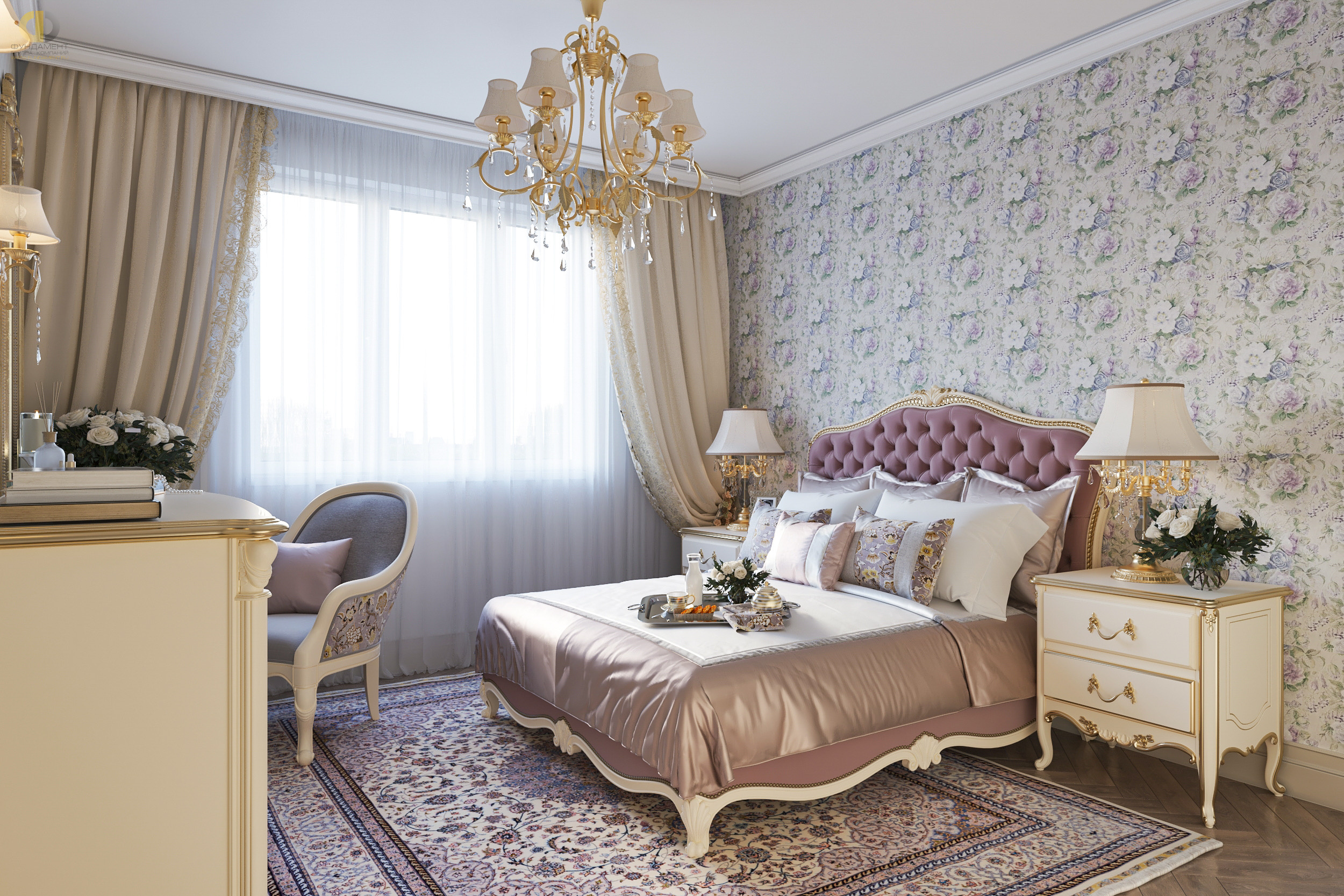 Дизайн спальни в стиле классическом – фото 212