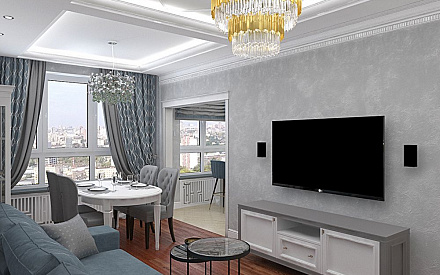 Дизайн интерьера гостиной в четырёхкомнатной квартире 116 кв. м в стиле неоклассика 7