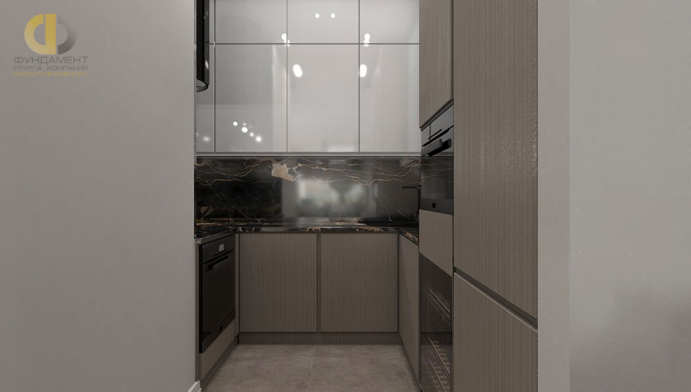 Дизайн интерьера кухни в трёхкомнатной квартире 101 кв. м в современном стиле 8