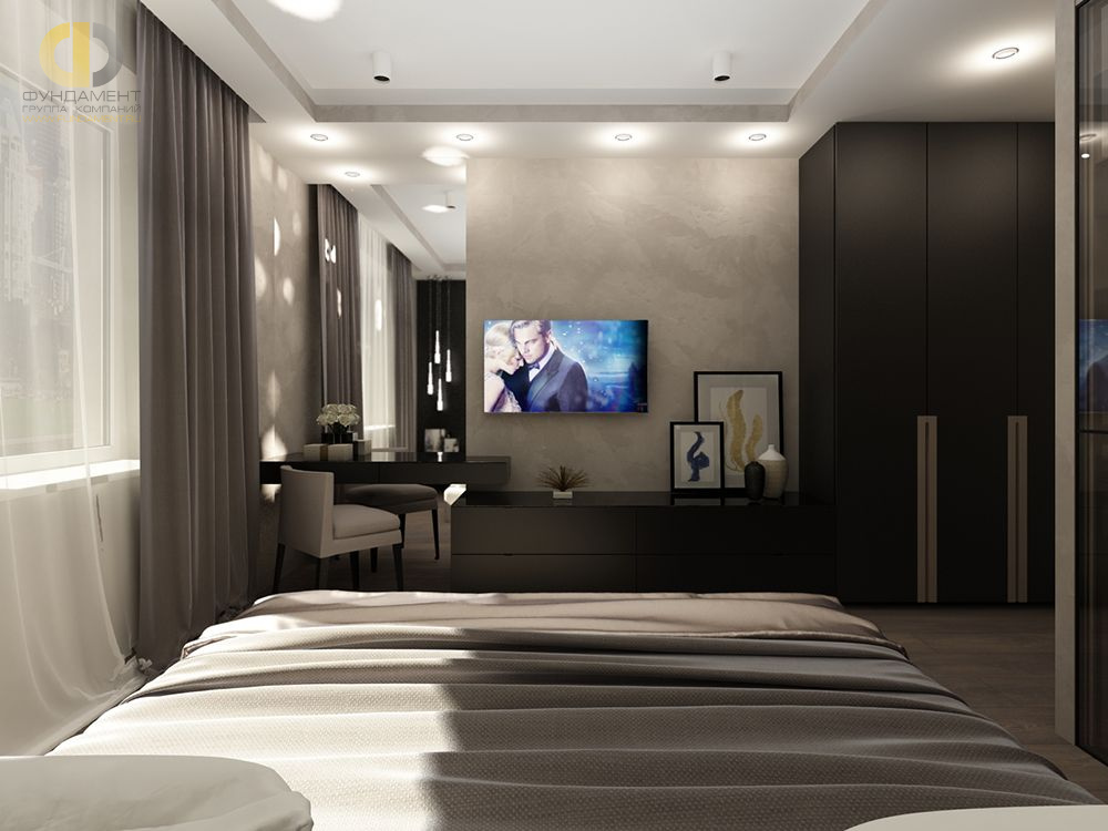 Дизайн интерьера спальни в 4-комнатной квартире 144 кв. м в современном стиле