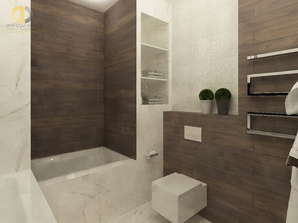 Дизайн интерьера ванной в 4-комнатной квартире 104 кв. м в современном стиле
