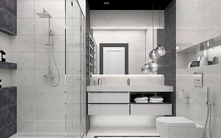 Дизайн интерьера ванной в трёхкомнатной квартире 132 кв.м в современном стиле 2