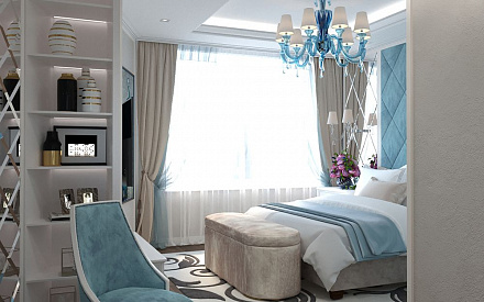 Дизайн интерьера спальни в трёхкомнатной квартире 100 кв.м в стиле эклектика15