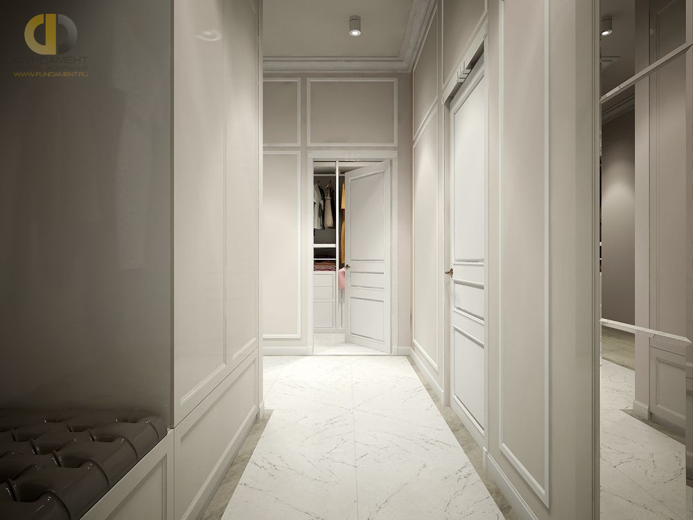 Дизайн интерьера коридора в трёхкомнатной квартире 70 кв.м в стиле неоклассика3