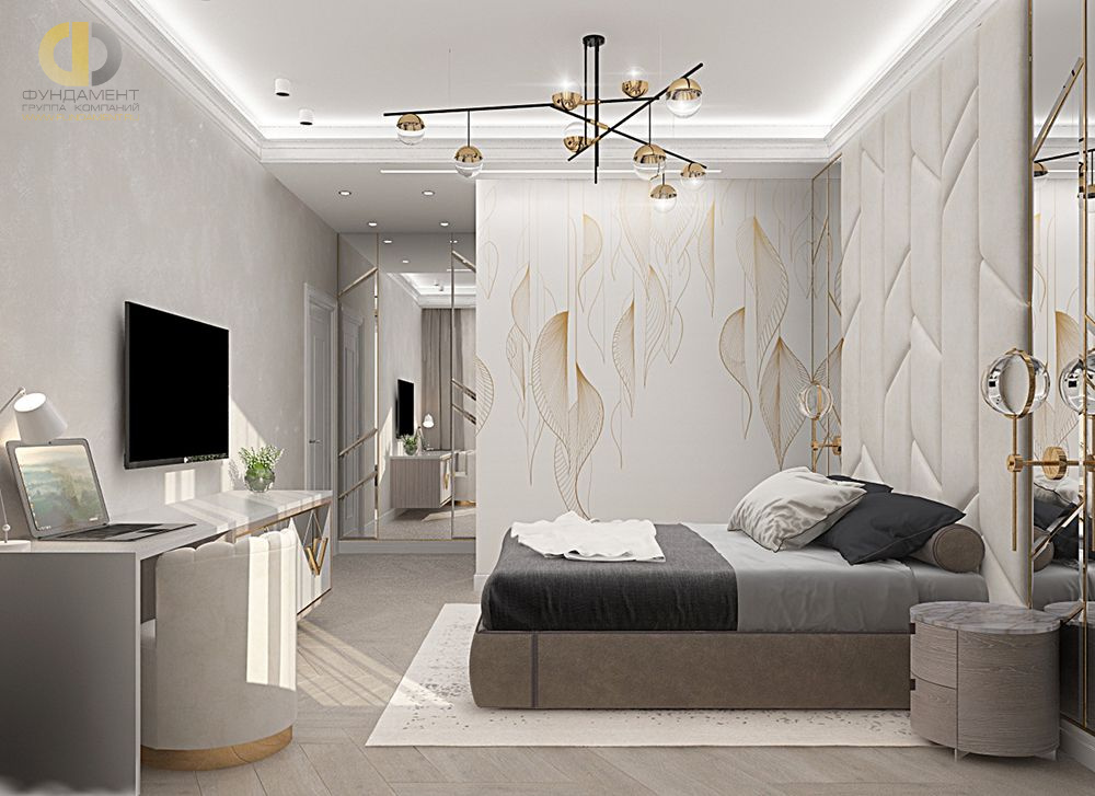 Дизайн интерьера спальни в двухкомнатной квартире 62 кв.м в стиле неоклассика2