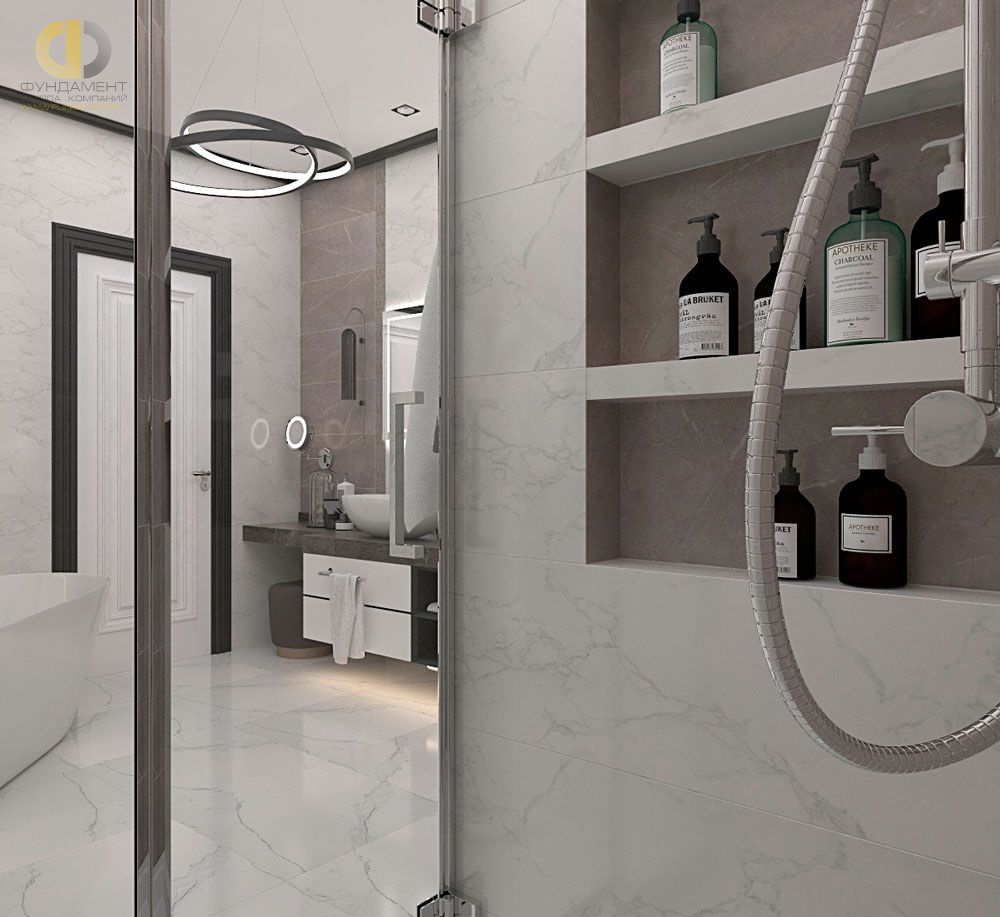 Дизайн интерьера ванной в трёхкомнатной квартире 132 кв.м в современном стиле 29