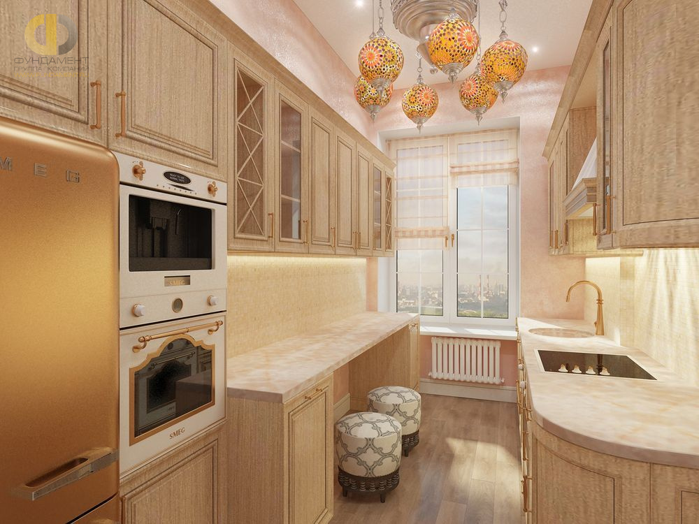 Дизайн кухни в 6-комнатной квартире 150 кв. м в стиле эклектика Дизайн кухни в 6-комнатной квартире 150 кв. м в стиле эклектика