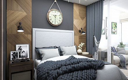 Дизайн интерьера спальни в четырёхкомнатной квартире 66 кв.м в современном стиле с элементами прованса9