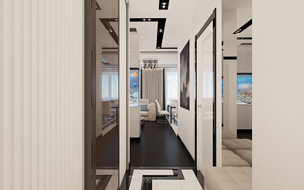 Дизайн интерьера коридора в 4-комнатной квартире 93 кв.м в современном стиле