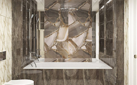 Дизайн интерьера ванной в шестикомнатной квартире 167 кв.м в стиле неоклассика с элементами ар-деко
