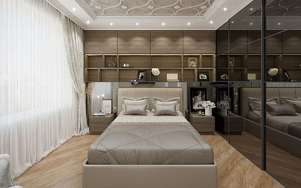 Дизайн спальни в 2-комнатной квартире 50 кв.м в стиле ар-деко