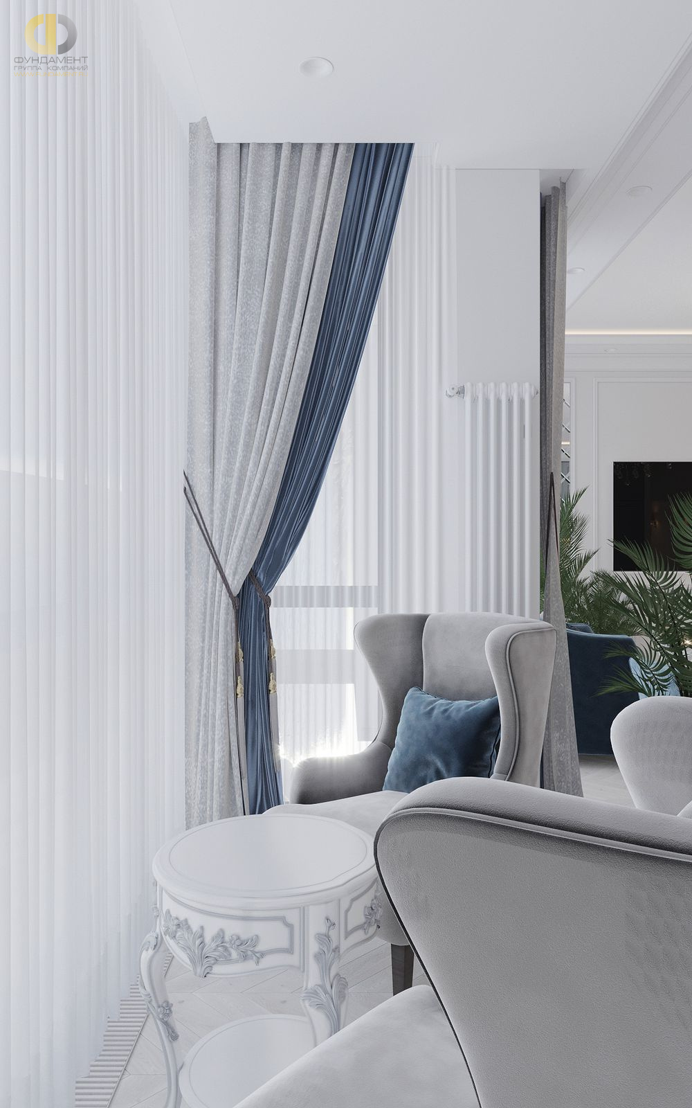 Дизайн интерьера балкона в 6-комнатной квартире 196 кв. м в стиле классика и прованс  – фото 112