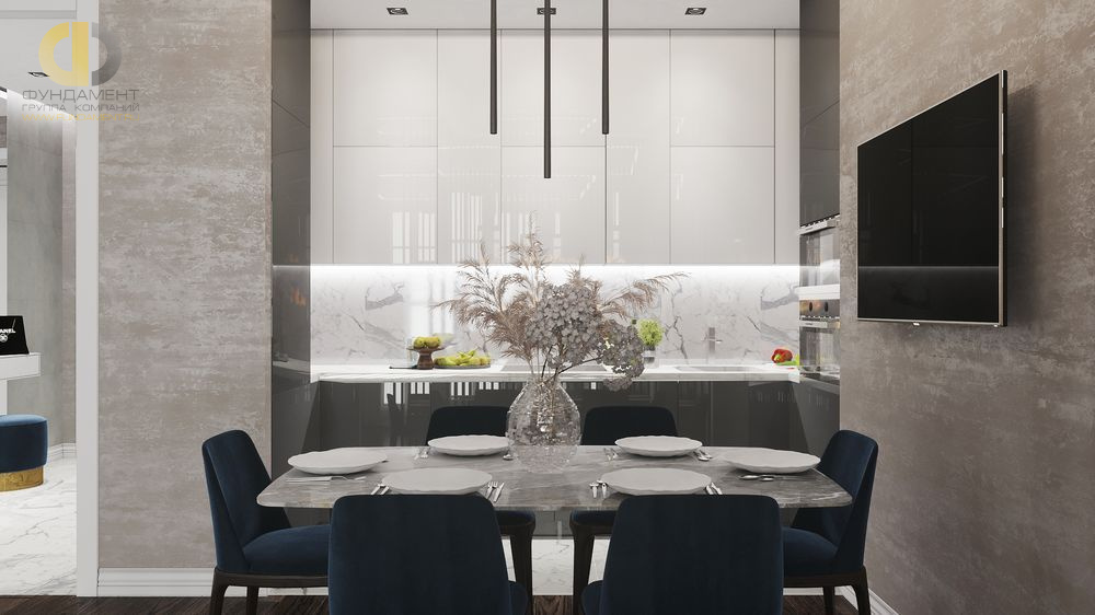 Дизайн интерьера кухни в трёхкомнатной квартире 78 кв.м в стиле ар-деко17