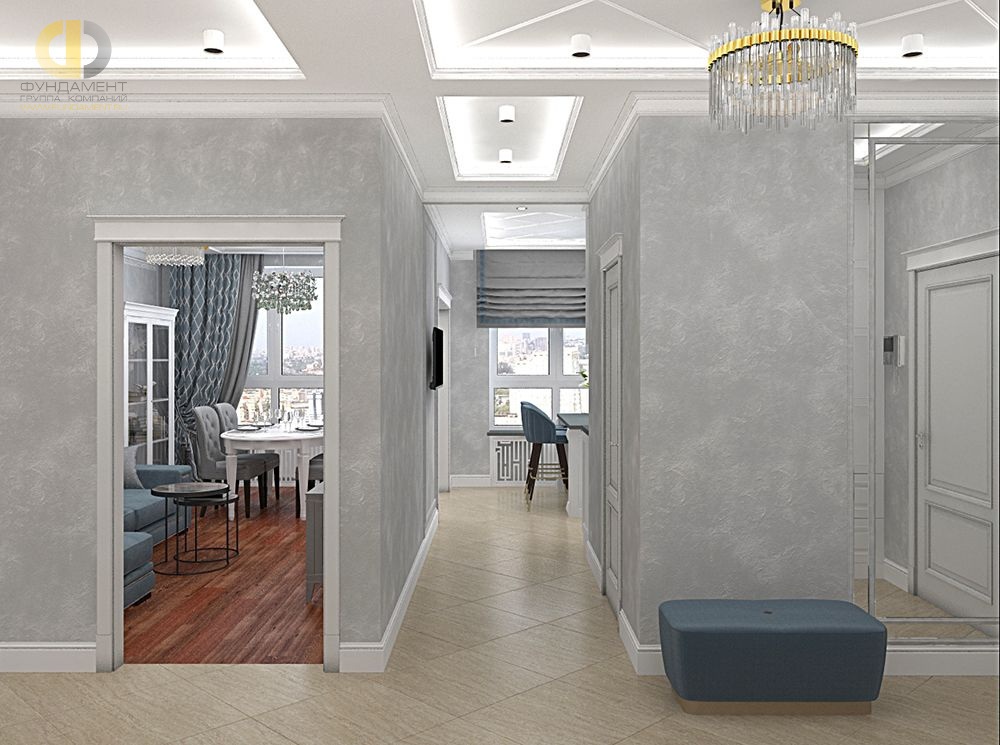 Дизайн интерьера коридора в четырёхкомнатной квартире 116 кв. м в стиле неоклассика 5