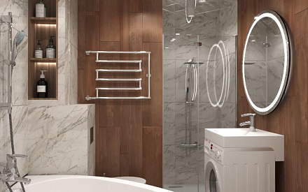 Дизайн интерьера ванной в 3-комнатной квартире 72 кв.м в современном стиле